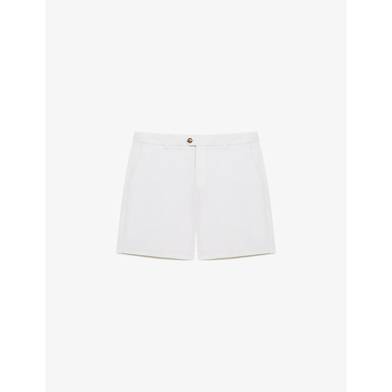 Reiss Mens White Wicket Buttoned-pocket Stretch-cotton Chino Shorts