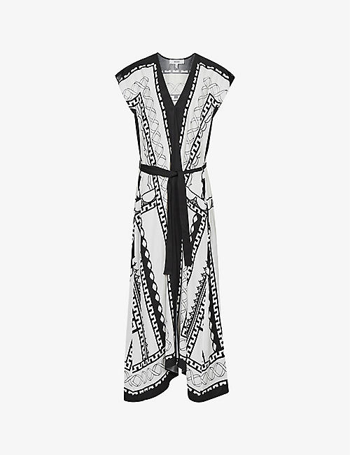 REISS: Hayley graphic-print woven midi dress