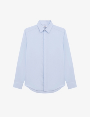 Reiss Mens Blue Kiana Slim-fit Cotton-stretch Shirt
