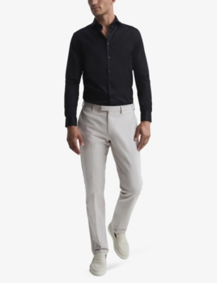 Shop Reiss Men's Black Storm Slim-fit Cotton-twill Shirt