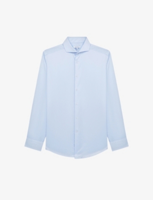 Reiss Mens Soft Blue Storm Slim-fit Cotton-twill Shirt
