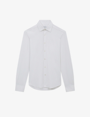 Reiss Mens White Storm Slim-fit Cotton-twill Shirt