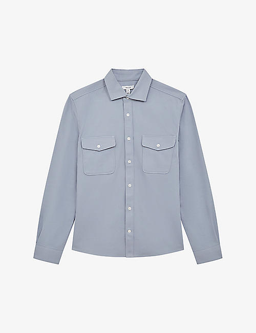 REISS: Arlo pocket-detail cotton-canvas overshirt