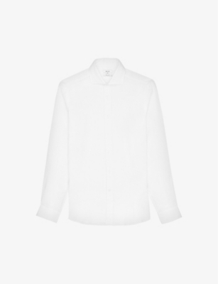 Reiss Mens White Ruban Regular-fit Linen Shirt