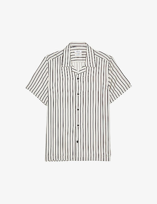 REISS: Striped regular-fit recycled polyester-blend shirt