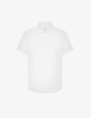 Shop Reiss Men's White Holiday Slim-fit Linen Shirt