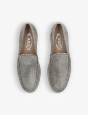 Shop Tod's Gommino Suede Slip-on Driving Shoes In Taupe