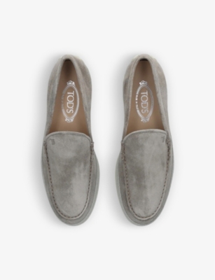 Shop Tod's Tods Men's Taupe Gommino Suede Slip-on Driving Shoes