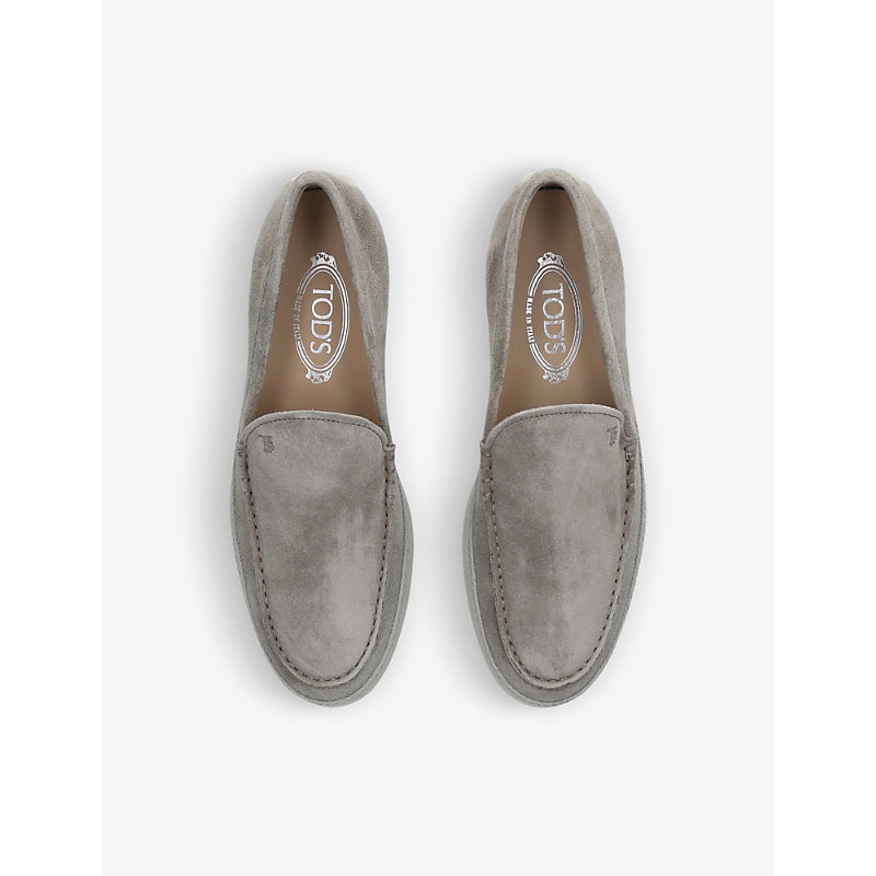 Shop Tod's Tods Men's Taupe Gommino Suede Slip-on Driving Shoes