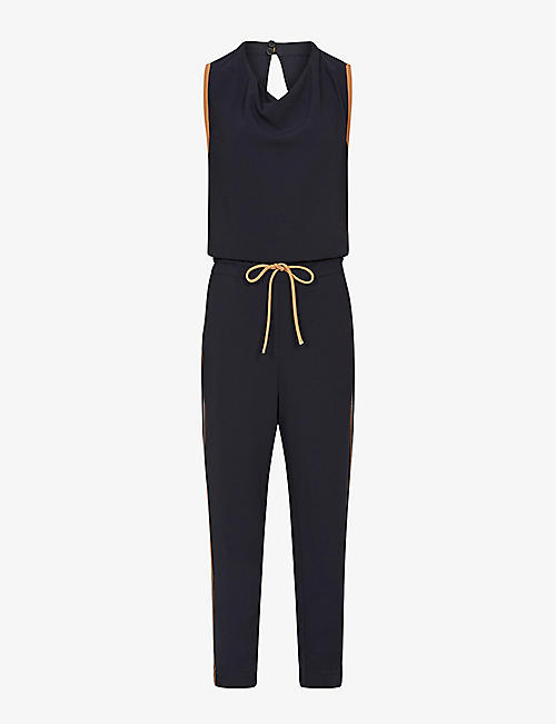 REISS: Tayla side-stripe recycled polyester-blend jumpsuit