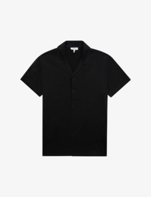 Reiss Mens Black Caspa Regular-fit Cotton Shirt In Black