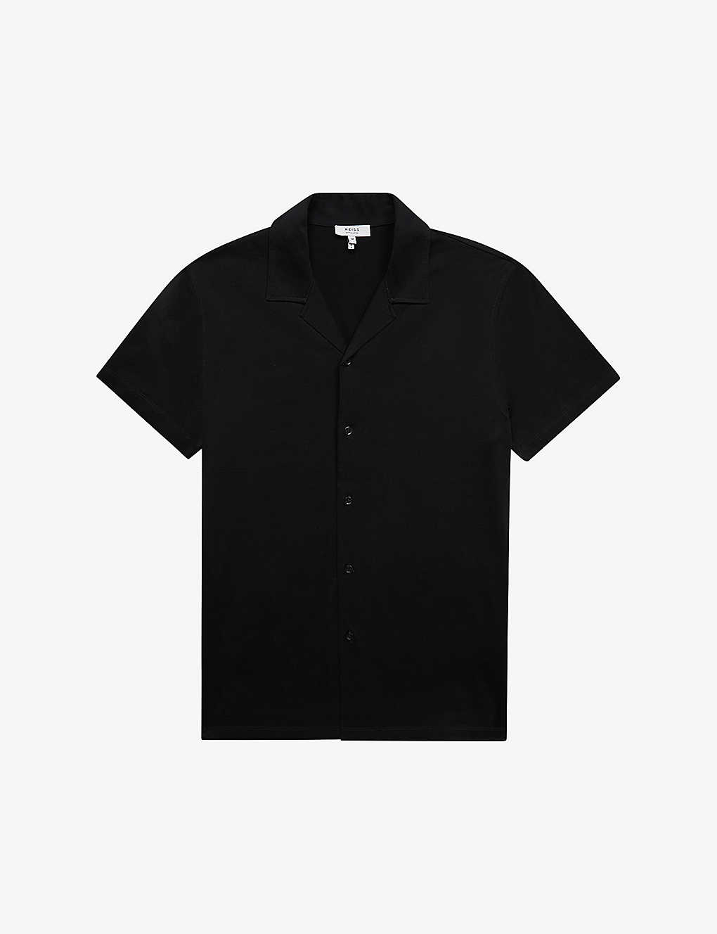 Shop Reiss Men's Black Caspa Regular-fit Cotton Shirt