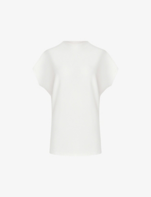 Reiss Womens Cream Poppy High-neck Jersey T-shirt