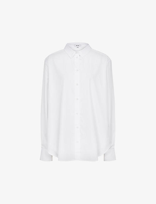 REISS: Jenny pearlescent-button cotton-poplin shirt