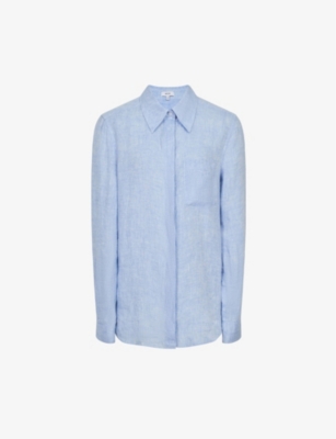 Reiss Womens Blue Campbell Linen Shirt