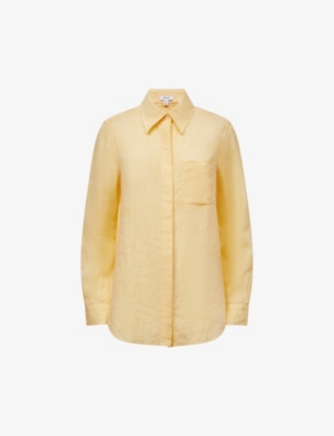 Reiss Campbell Linen Shirt In Lemon