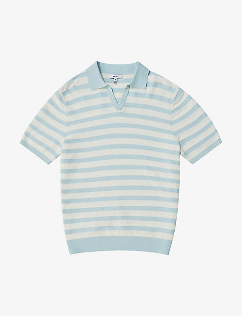 REISS: Pearl striped cotton-blend polo shirt