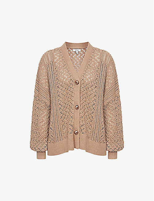 REISS: Laila relaxed-fit cable-knit cardigan