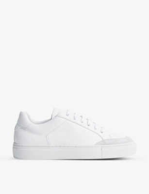 Shop Reiss Men's White Ashley Low-top Leather Trainers