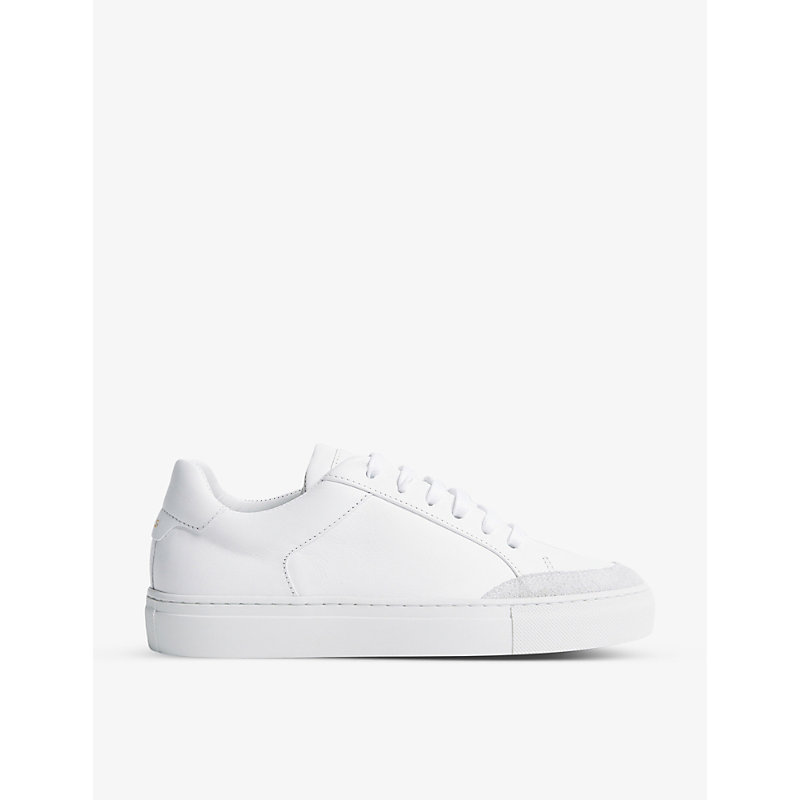 Shop Reiss Men's White Ashley Low-top Leather Trainers