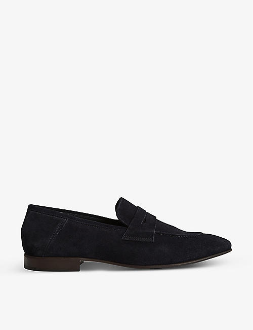 REISS: Summer glove suede penny loafers