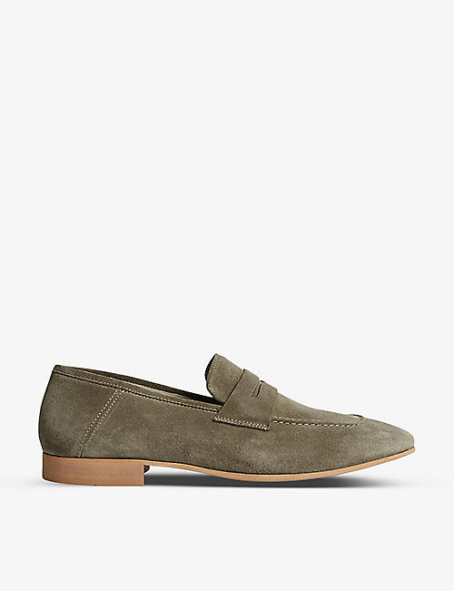 REISS: Summer glove suede penny loafers