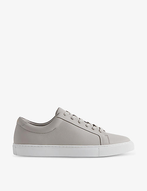 REISS: Luca grained leather low-top trainers