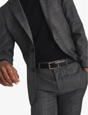 Shop Reiss Men's Black/brown Ricky Silver-buckle Reversible Leather Belt