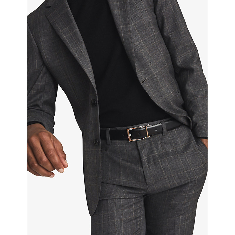 Shop Reiss Men's Black/brown Ricky Silver-buckle Reversible Leather Belt