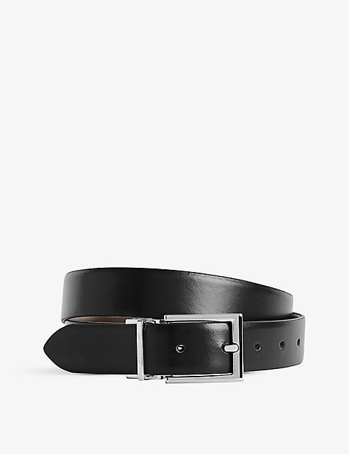 REISS: Ricky silver-buckle reversible leather belt