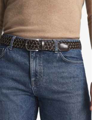 REISS: Elmont plaited leather-blend belt