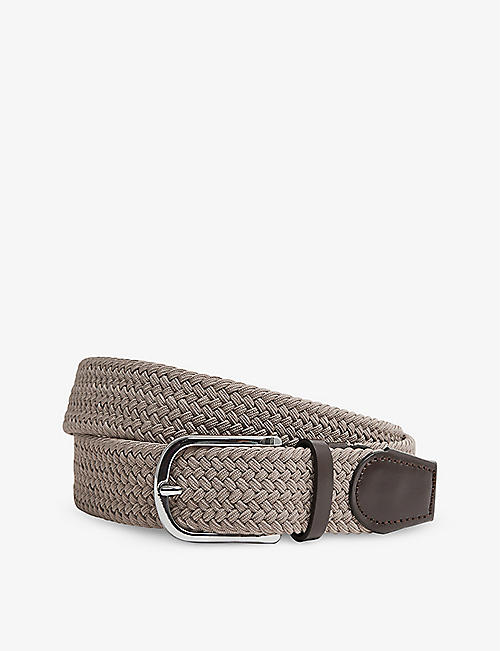 REISS: Elmont plaited leather-blend belt