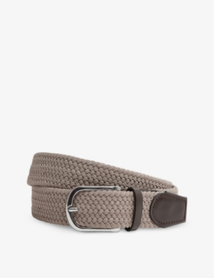 REISS REISS MEN'S STONE ELMONT PLAITED LEATHER-BLEND BELT