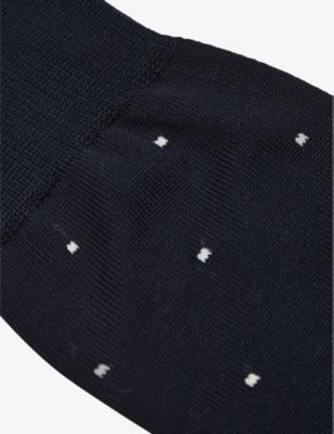 Reiss Mario Spot-print Cotton Socks In Navy