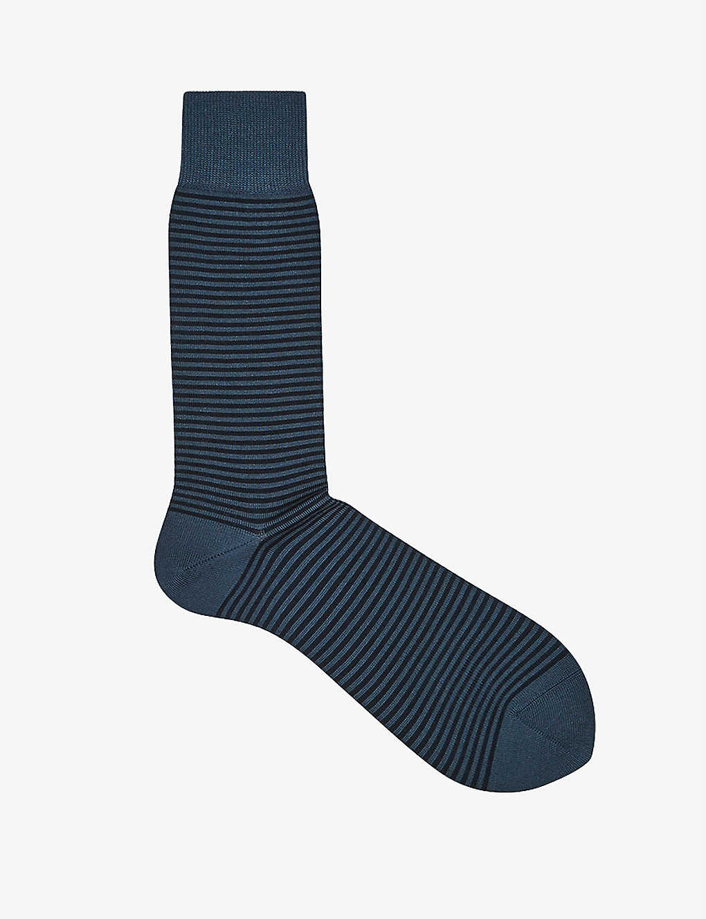 Reiss Mario Striped Cotton-blend Socks In Airforce Blue/