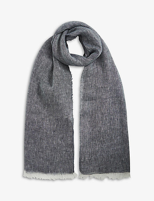 REISS: Broadwick fringe-trimmed linen scarf