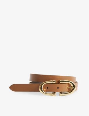 Reiss Womens Tan Bailey Leather Waist Belt In Brown