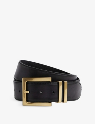 REISS REISS WOMENS BLACK BROMPTON SQUARE-BUCKLE LEATHER BELT,56312998