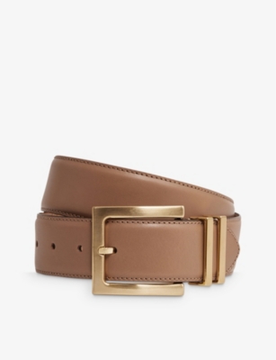 REISS REISS WOMEN'S CAMEL/TAUPE BROMPTON SQUARE-BUCKLE LEATHER BELT,62334540
