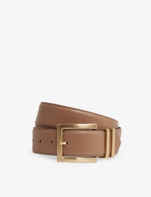 REISS REISS WOMEN'S CAMEL/TAUPE BROMPTON SQUARE-BUCKLE LEATHER BELT,62334540