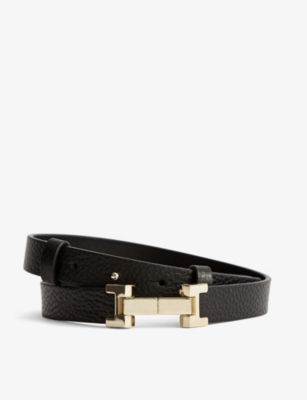 Reiss Womens Black Hayley Leather Belt