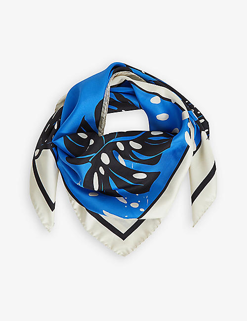REISS: Bay tropical-print silk scarf