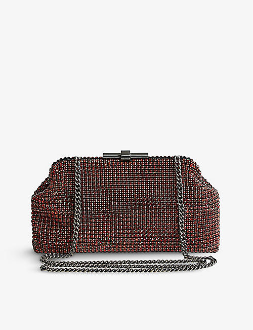 REISS: Adaline embellished clutch bag