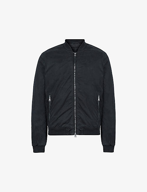 ALLSAINTS: Lows logo-embroidered padded organic-cotton bomber jacket