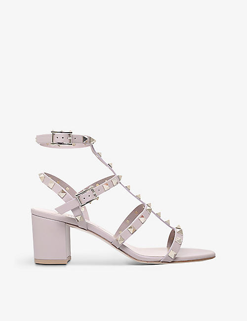 VALENTINO GARAVANI: Rockstud open-toe leather heeled sandals