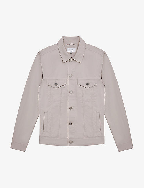 REISS: Surrey slim-fit cotton-blend trucker jacket