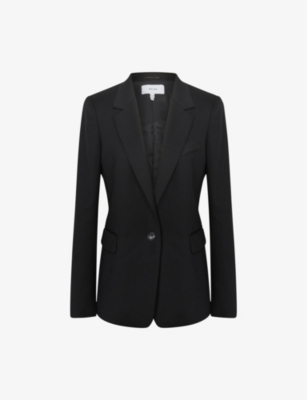 Shop Reiss Womens Black Haisley Single-breasted Wool-blend Blazer