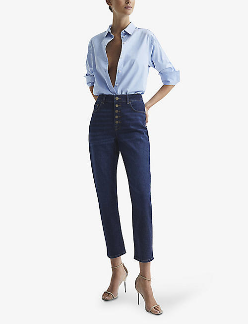 Selfridges & Co Women Clothing Jeans High Waisted Jeans Alyssa straight-leg high-rise stretch-denim jeans 