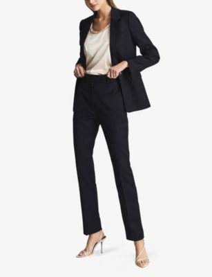 Reiss Haisley Slim-leg Wool-blend Trousers In Navy