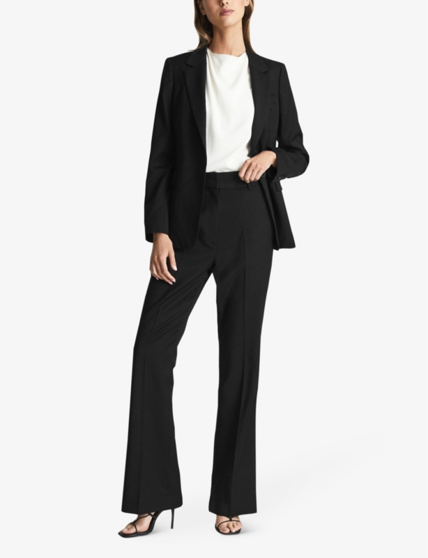 Haisley flared-leg mid-rise stretch wool-blend trousers